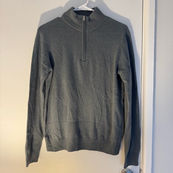 Quince Men's Cashmere Quarter Zip-Up Sweater in Gray Size S - Picture 7 of 11